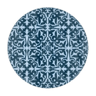 Planche À Découper Ikat damask pattern - Indigo foncé et bleu clair