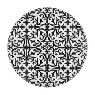 Planche À Découper Ikat damask pattern - noir et blanc