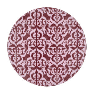 Planche À Découper Ikat Moorish Damask - bordeaux et rose