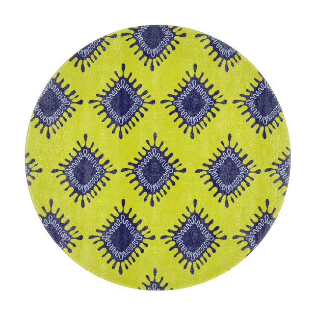 Planche À Découper Ikat Tribal : Motif moderne et élégant. (Devant)