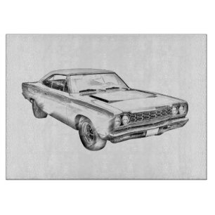 Planche À Découper Illustration 1968 de voiture de muscle de