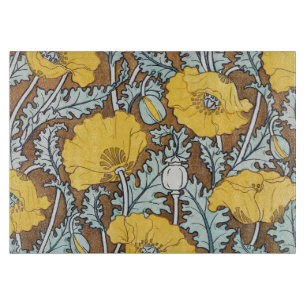 Planche À Découper Illustration Art Nouveau Poppy Fleur Jaune