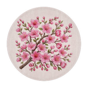Planche À Découper Illustration de branche de sakura brodée en faux 3