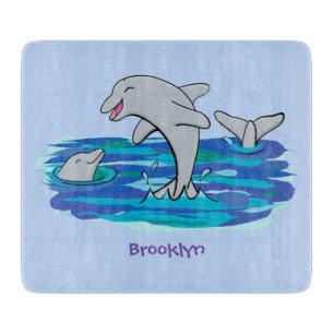 Planche À Découper Illustration de dauphins heureux adorables