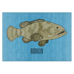 Planche À Découper Illustration de la caricature du poisson de mérou