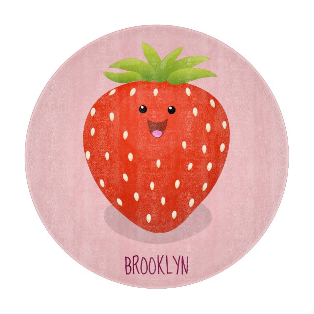 Planche À Découper Illustration de la fraise Cute kawaii (Devant)