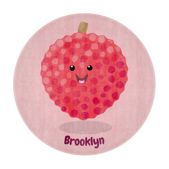 Planche À Découper Illustration de litchee rose mignon (Devant)