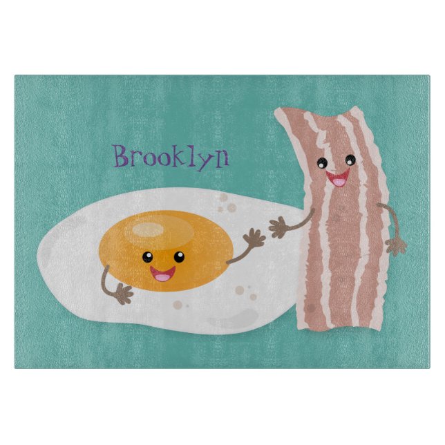 Planche À Découper Illustration de l'oeuf de Cute kawaii et du bacon (Devant)