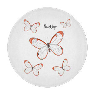 Planche À Découper Illustration de papillon en verre