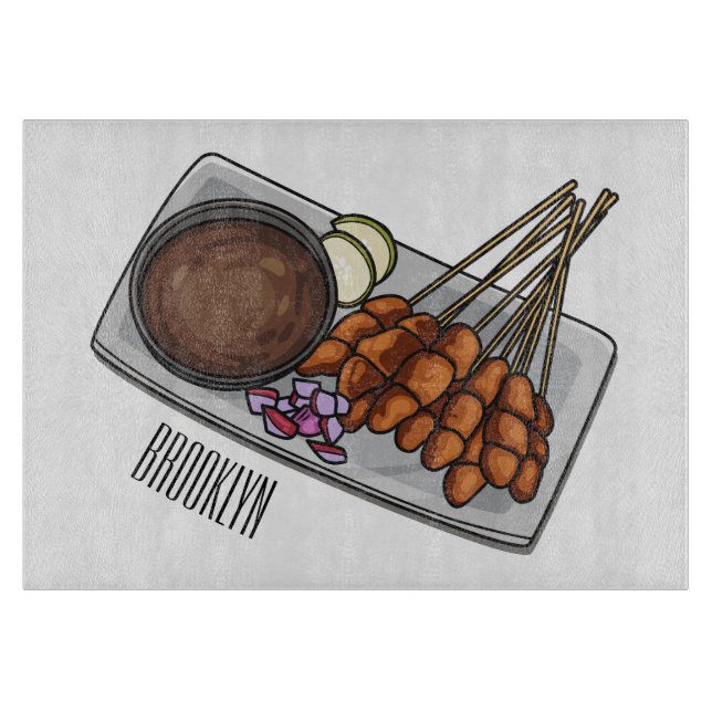 Planche À Découper Illustration de Satay (Devant)