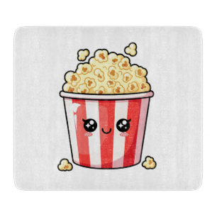 Planche À Découper Illustration de seau de pop-corn Kawaii mignon