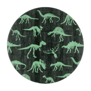 Planche À Découper Illustration de silhouette Vintage des os de dinos