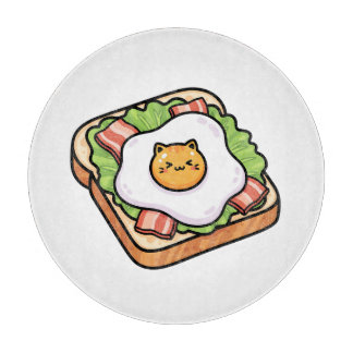 Planche À Découper Illustration de toast avec œuf frit au chat mignon