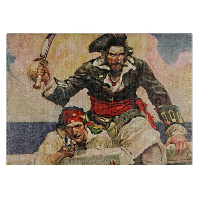 Planche À Découper Illustration du pirate et de l'accouplement de bar (Devant)