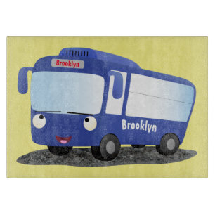Planche À Découper Illustration d'un bus moderne bleu mignon