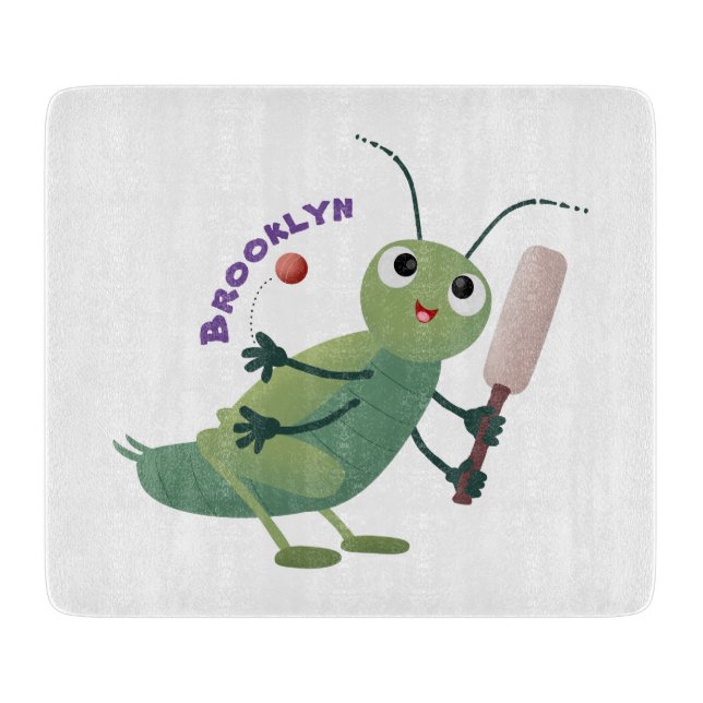 Planche À Découper Illustration d'un insecte du cricket vert mou (Devant)