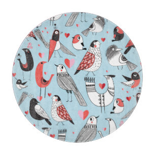 Planche À Découper Illustrations amusantes d'oiseaux, graphisme sans