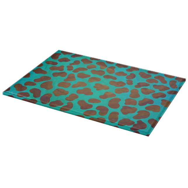 Planche À Découper Impression Brown et Turquoise dalmate (Coin)
