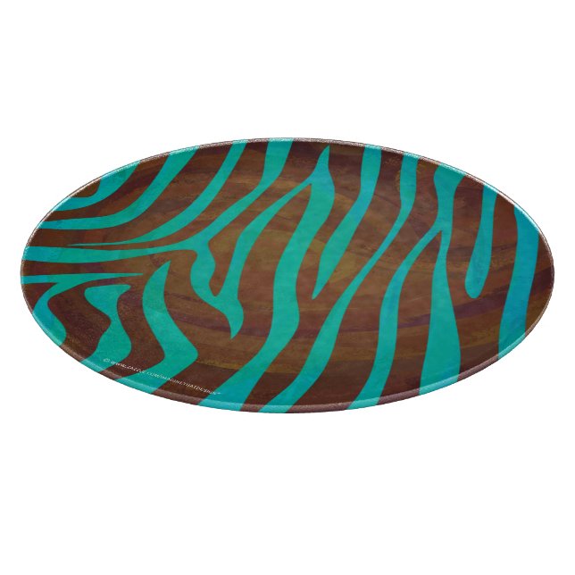 Planche À Découper Impression Brown et Turquoise Zebra (Coin)