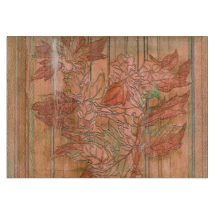 Planche À Découper Impression florale orange moderne sur l'arrière -