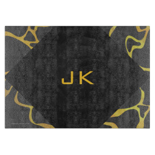 Planche À Découper Impression Giraffe noir et jaune