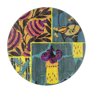 Planche À Découper Imprimé floral violet et sarcelle maximaliste vibr