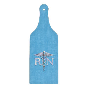 Planche À Découper Infirmière inscrite RN Caduceus sur le décor bleu