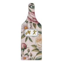 Initiales personnalisées chic roses vintage cottag