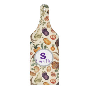Planche À Découper Initiales personnalisées Motif Fruits et légumes