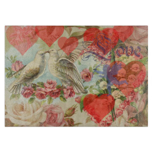Planche À Découper Inséparables Coeur antique Vintage