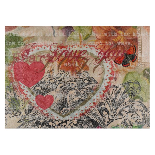 Planche À Découper Inséparables Heart Red Art Collage (Devant)