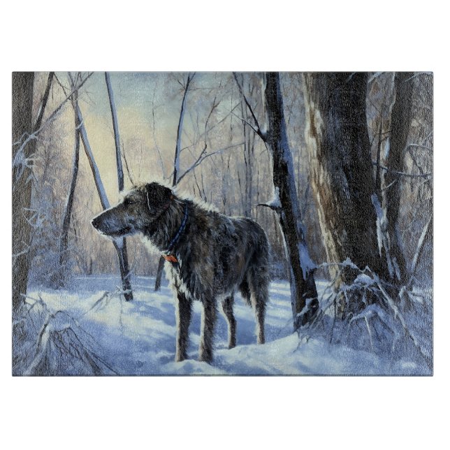 Planche À Découper Irish Wolfhop Laisser neiger Noël (Devant)