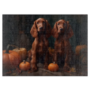 Planche À Découper Irlandais Red Setter Chiot Automne Citrouille de p