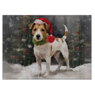 Planche À Découper Jack Russell Chien à Noël de neige