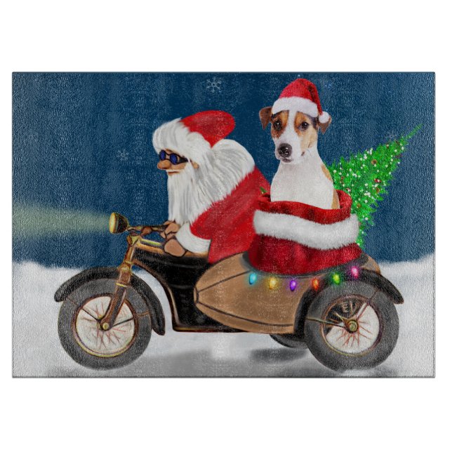 Planche À Découper Jack Russell Chien Noël Père Noël (Devant)