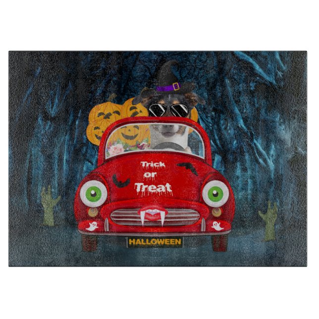 Planche À Découper Jack Russell Chien voiture voiture effrayant Hallo (Devant)