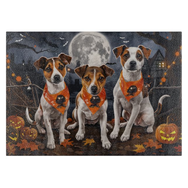Planche À Découper Jack Russell Halloween Éffrayant (Devant)