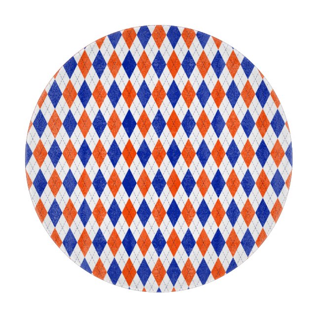 Planche À Découper Jacquard orange et bleu diamant (Devant)