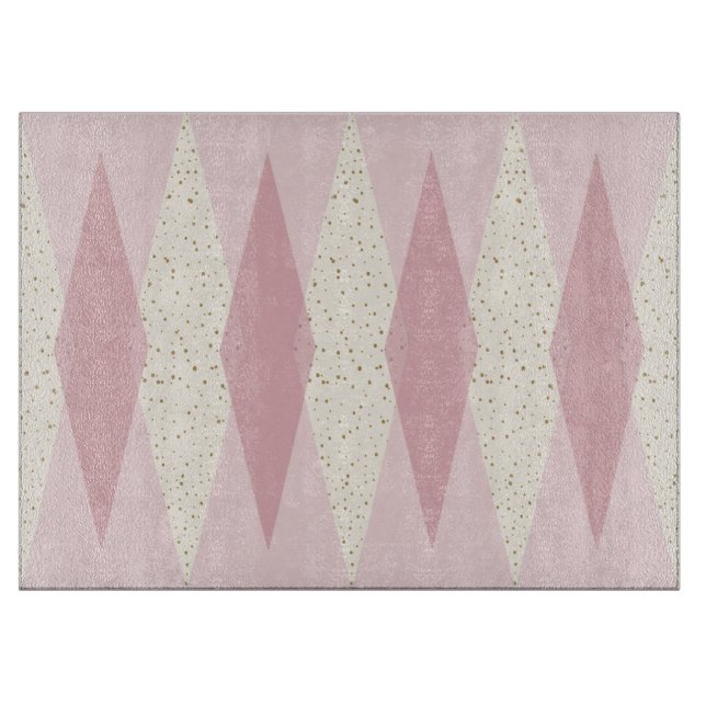 Planche À Découper Jacquard rose moderne du milieu du siècle (Devant)