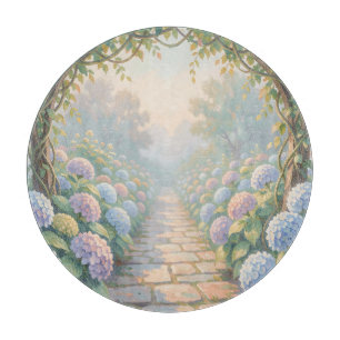 Planche À Découper Jardin de rêve d'hortensias Arche de pierre Chemin