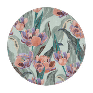 Planche À Découper Jardin des tulipes : Grandes Fleurs Vintages