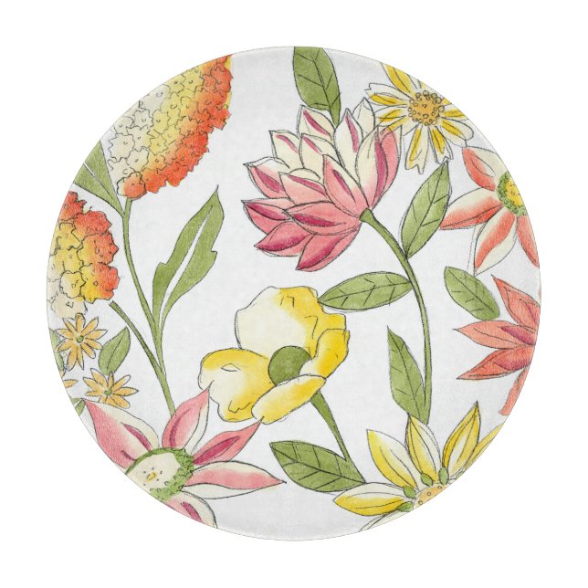 Planche À Découper Jardin fleuri avec Arrière - plan blanc (Devant)