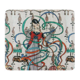 Planche À Découper JEUNE FILLE,RUBAN COLORÉ TOURBILLONNE,CUPIDON Anni