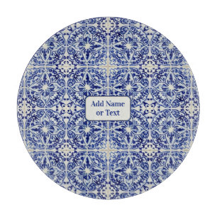 Planche À Découper Joli Carrelage méditerranéen bleu Vintage - Propre