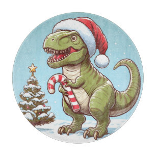 Planche À Découper Joli dinosaure en canne de Noël