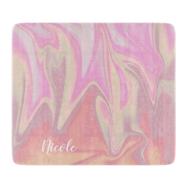 Planche À Découper Joli marbre rose élégant et moderne  (Devant)