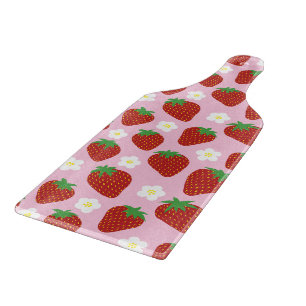 Planche À Découper Joli motif de fraise sur fond rose