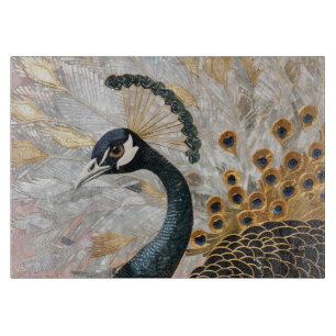 Planche À Découper Joli Peacock Gold Noël