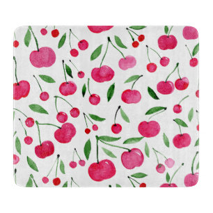 Planche À Découper Jolie aquarelle rouge cerises motif
