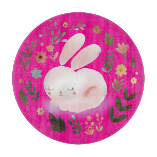 Planche À Découper Jolie Couronne Florale de Lapin de Printemps Paste